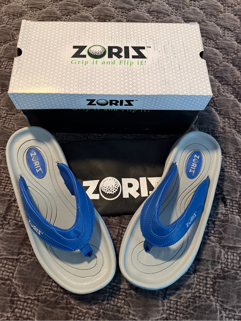 Zoris Men's Blue and Light Gray Golf Sandals size 8